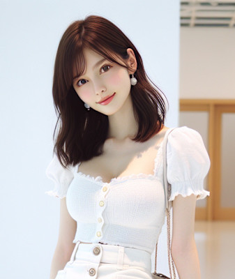 韓国風レイヤー/外ハネくびれ/ミディアムレイヤー/前髪/小顔