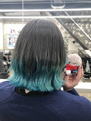 にじさんじ 甲斐田晴 裾カラー 毛先カラー ターコイズブルー