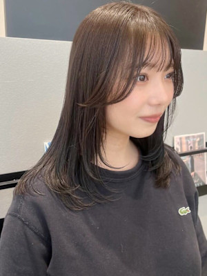 レイヤーカット*顔周りレイヤー*ロングヘア*オリーブグレージ