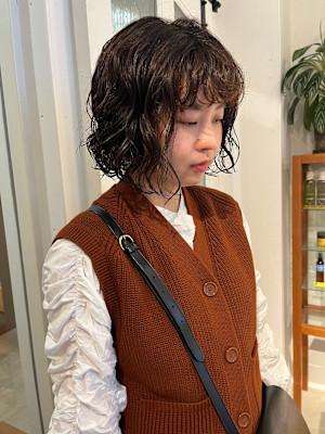 ボブパーマ/重めボブ/ウェーブパーマ/前髪パーマ