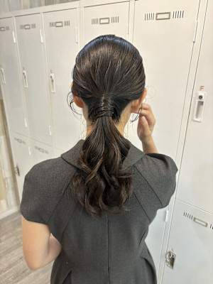 ヘアアレンジ/ヘアセット/シニヨン/編み下ろしポニー