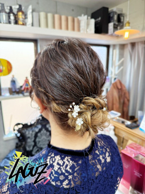 【ヘアセット】 大人上品シニヨンアレンジ【パールアクセ付き】