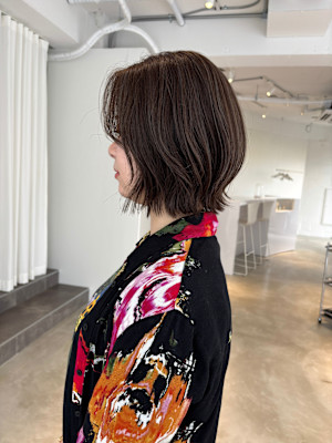 ハイライトグールベージュレイヤーボブ