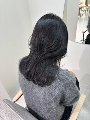 韓国風ダークグレージュ/髪質改善/ワンホンレイヤー/小顔カッ