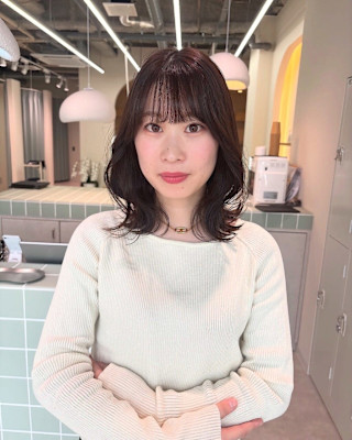 くびれミディアム/韓国/ブラウンベージュ/髪質改善/顔まわり