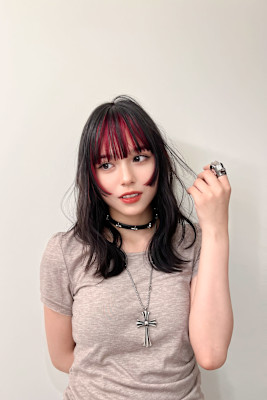 ベビーピンク/ウルフヘア/フレンチカジュアル/フェイスレイー