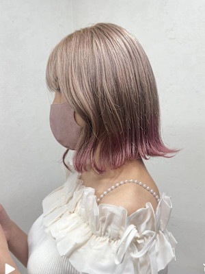 #ミルクティーベージュとピンクエンドカラー♪