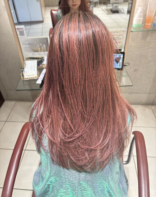 ピンクベージュ/ベージュ/ブリーチ/グラデーション