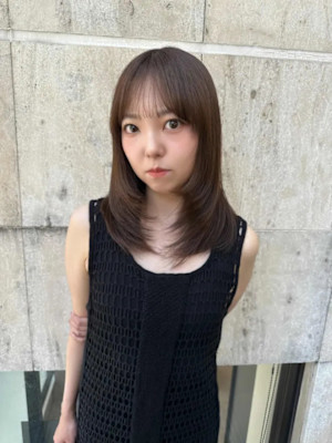 【HIROHUMI】韓国大人ミディアムレイヤーブラウンカラー