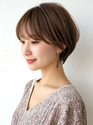 ショートボブ 美人ショート ベージュ 赤み消しカラー 40代