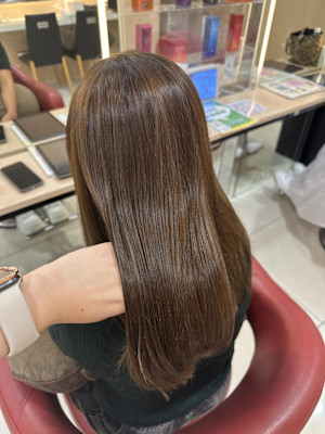 透明感カラー/ブリーチなしWカラー/髪質改善/伊勢原