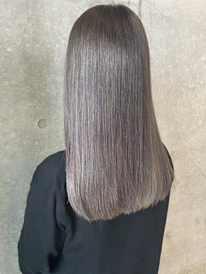 グレージュ 髪質改善 ブリーチ アッシュカラー ストレート 