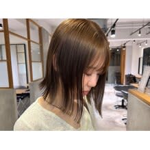 "土橋"秋おすすめ暗髪オリーブグレージュ×外はねボブ