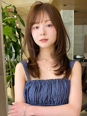 ミディアム20代30代40代レイヤー前髪なし前髪あり表参道【