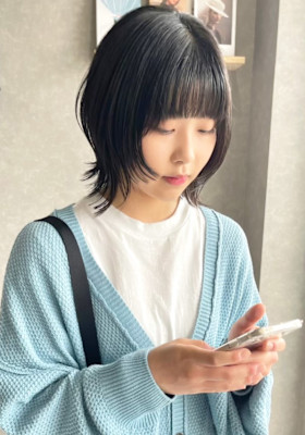 ショートウルフ/顔まわり縮毛矯正