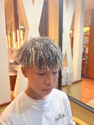 メッシュ×ツイストパーマ