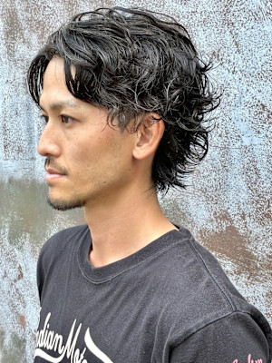 ミディアムパーマ センターパート スパイラルパーマ