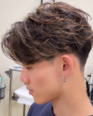 緩めニュアンスパーマフェザーパーマメンズセンターパート