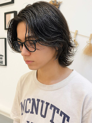 緩めパーマセンターパートウルフサーフカール