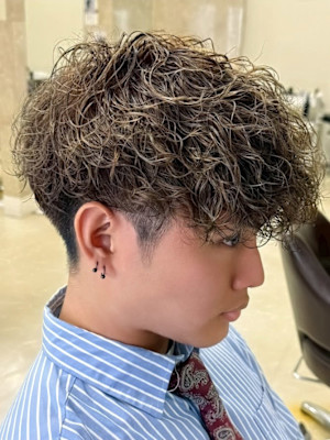 波巻きスパイラルパーマ波巻きパーマメンズマッシュ