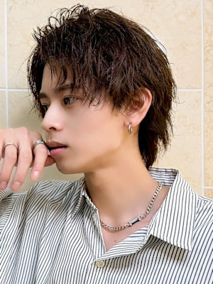 シャドウパーマメンズマッシュウルフ