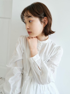 外はねボブ/ボブパーマ/ナチュラルブラウン