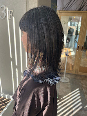 ボブ　裾カラー　透明感カラー