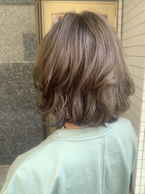 ボブ/酸性デジタルパーマ/オリーブベージュ/イルミナカラー