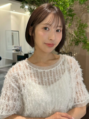 ショートボブ/ヌケ感ブラウン/艶髪