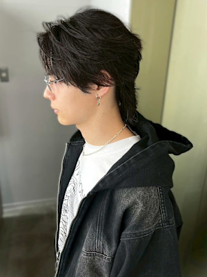 ウルフカット センターパート ウルフショート メンズカット