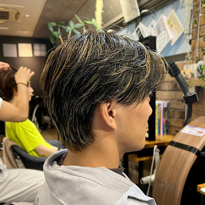 センターパート/メンズハイライト