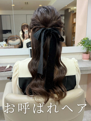 お呼ばれヘア/ヘアセット/ヘアアレンジ/結婚式/ドレス