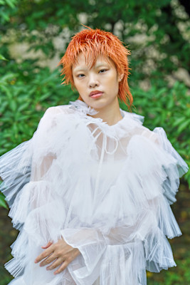 ショート、ブリーチカラー、オレンジカラー