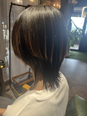 ウルフカット　縮毛矯正