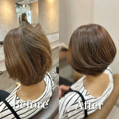 白髪ぼかし(ボブ)白髪キレイにマイナス10歳