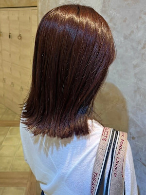 ラベンダーブラウン 艶髪カラー ブリーチなし ミディアム