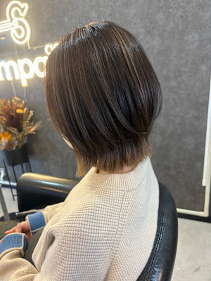 ウルフボブ/レイヤーボブ/切りっぱなし/ボブ/ハイライト