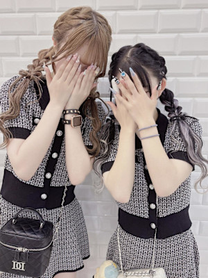 双子で編み込みリボンおさげヘア＊まゆ