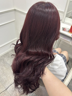 ブリーチあり艶のあるワインレッド＊まゆ