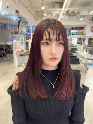 ブリーチなしの赤みカラーっ