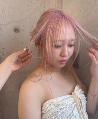 ピンクベージュ/ベビーピンク/レイヤーカット