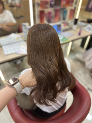 透明感カラー/ブリーチなしWカラー/髪質改善/伊勢原