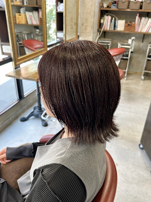 レッドブラウンカラー×ボブ