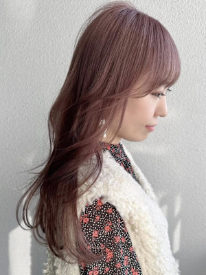 ラウンドバング/モーブピンク/ローズブラウン