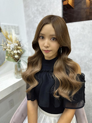 ミディアム/暗めカラー/デザインカラー/フェイスフレーミング