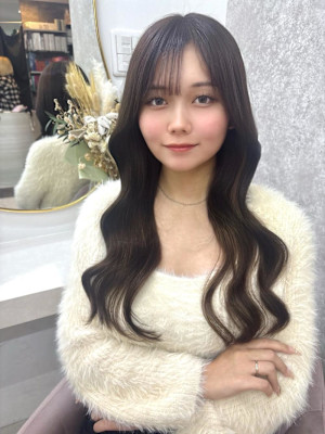 ミディアム/暗めカラー/デザインカラー/フェイスフレーミング