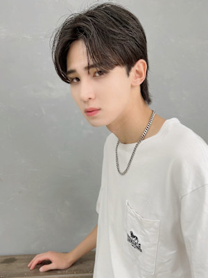 韓国風マッシュ◎メンズパーマダウンパーマセンターパート暗髪