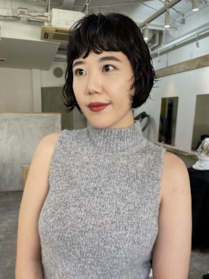 nuance perm/layer bob/オン眉