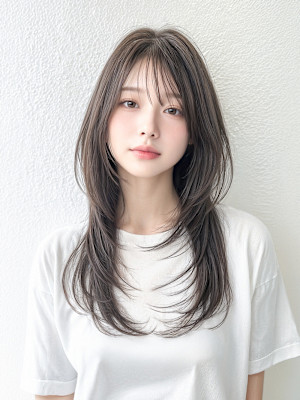 艶髪♪顔まわりレイヤー×内巻きロングストレート
