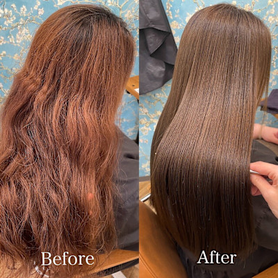 縮毛矯正とベージュカラー